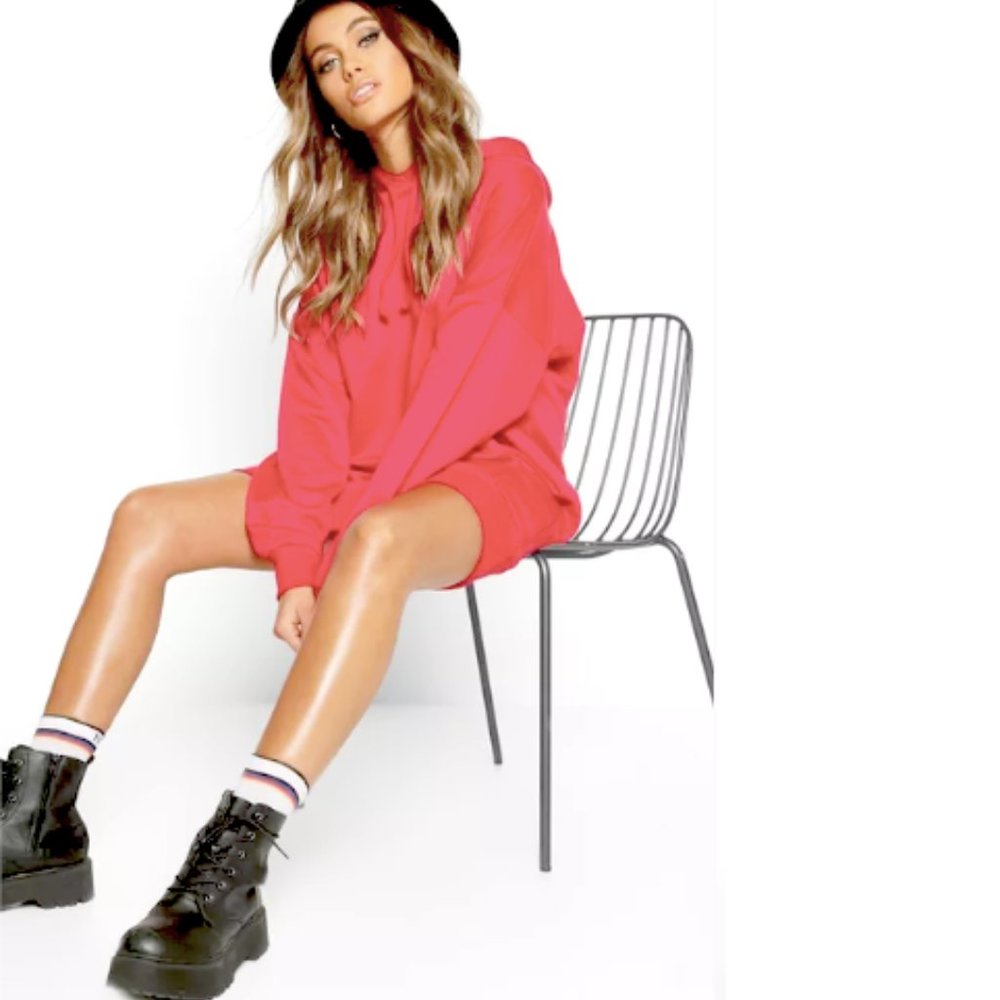 Brand New T.La Red Oversized Hooded Sweatshirt